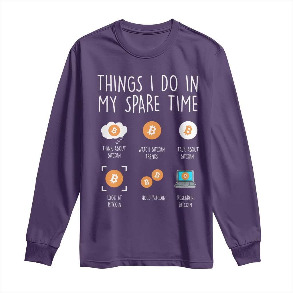 Funny Crypto Investing Long Sleeve Shirt Things I Do Spare Time Bitcoin BTC Crypto Cryptocurrency