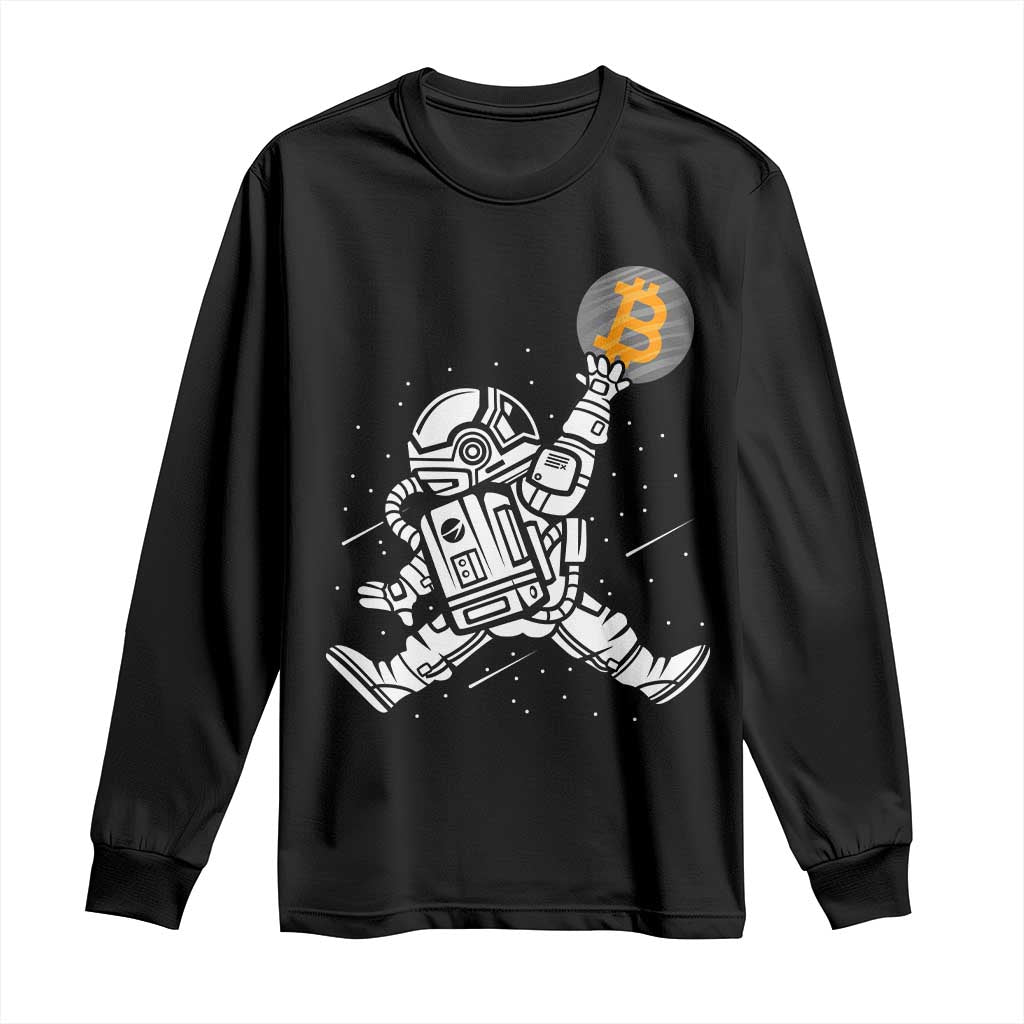 Funny Crypto Investing Long Sleeve Shirt Bitcoin HODL BTC Astronaut Trader