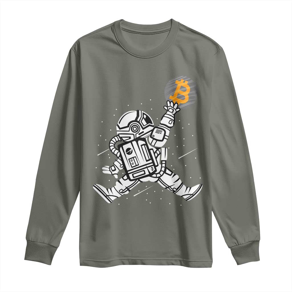 Funny Crypto Investing Long Sleeve Shirt Bitcoin HODL BTC Astronaut Trader