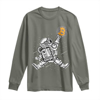 Funny Crypto Investing Long Sleeve Shirt Bitcoin HODL BTC Astronaut Trader