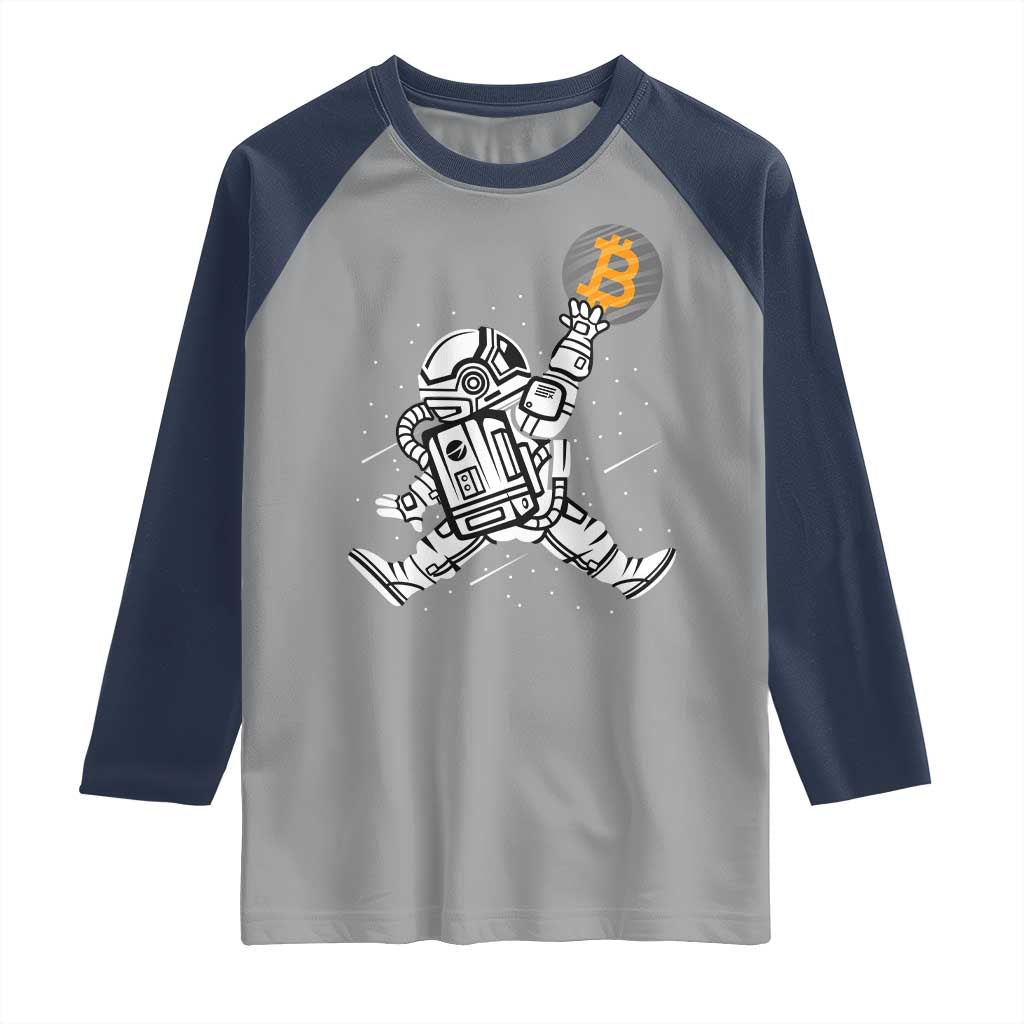 Funny Crypto Investing Raglan Shirt Bitcoin HODL BTC Astronaut Trader