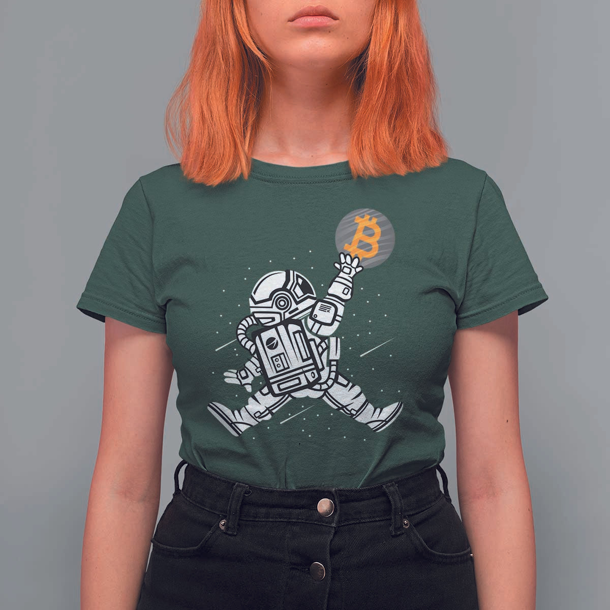 Funny Crypto Investing T Shirt For Women Bitcoin HODL BTC Astronaut Trader