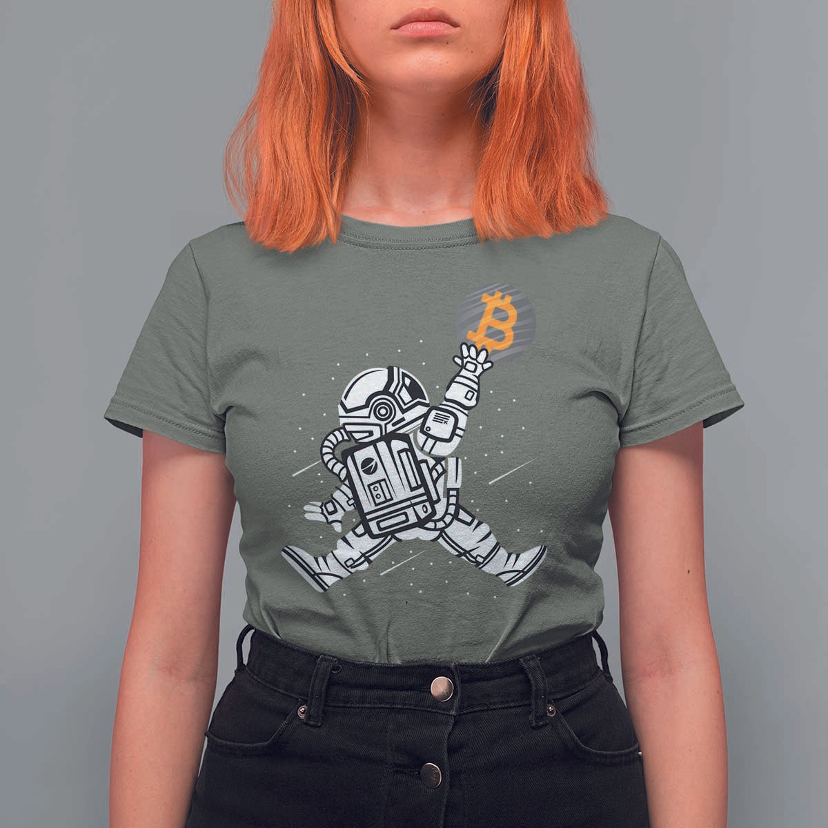 Funny Crypto Investing T Shirt For Women Bitcoin HODL BTC Astronaut Trader
