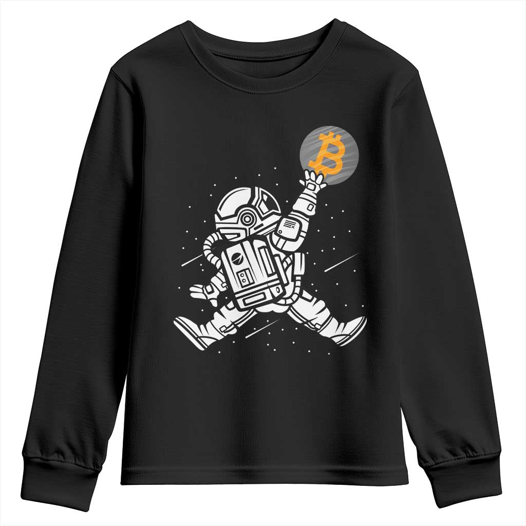 Funny Crypto Investing Youth Sweatshirt Bitcoin HODL BTC Astronaut Trader