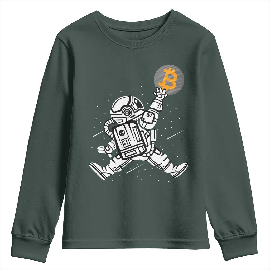 Funny Crypto Investing Youth Sweatshirt Bitcoin HODL BTC Astronaut Trader