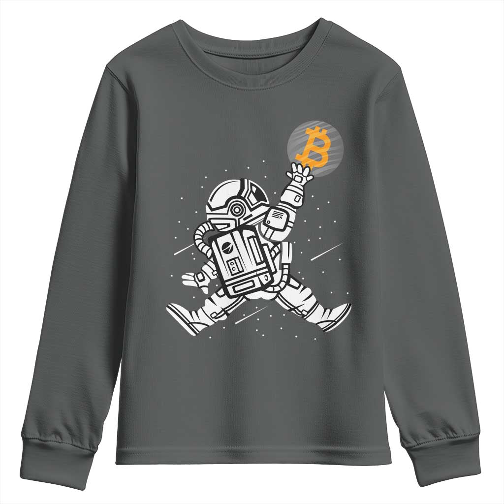 Funny Crypto Investing Youth Sweatshirt Bitcoin HODL BTC Astronaut Trader