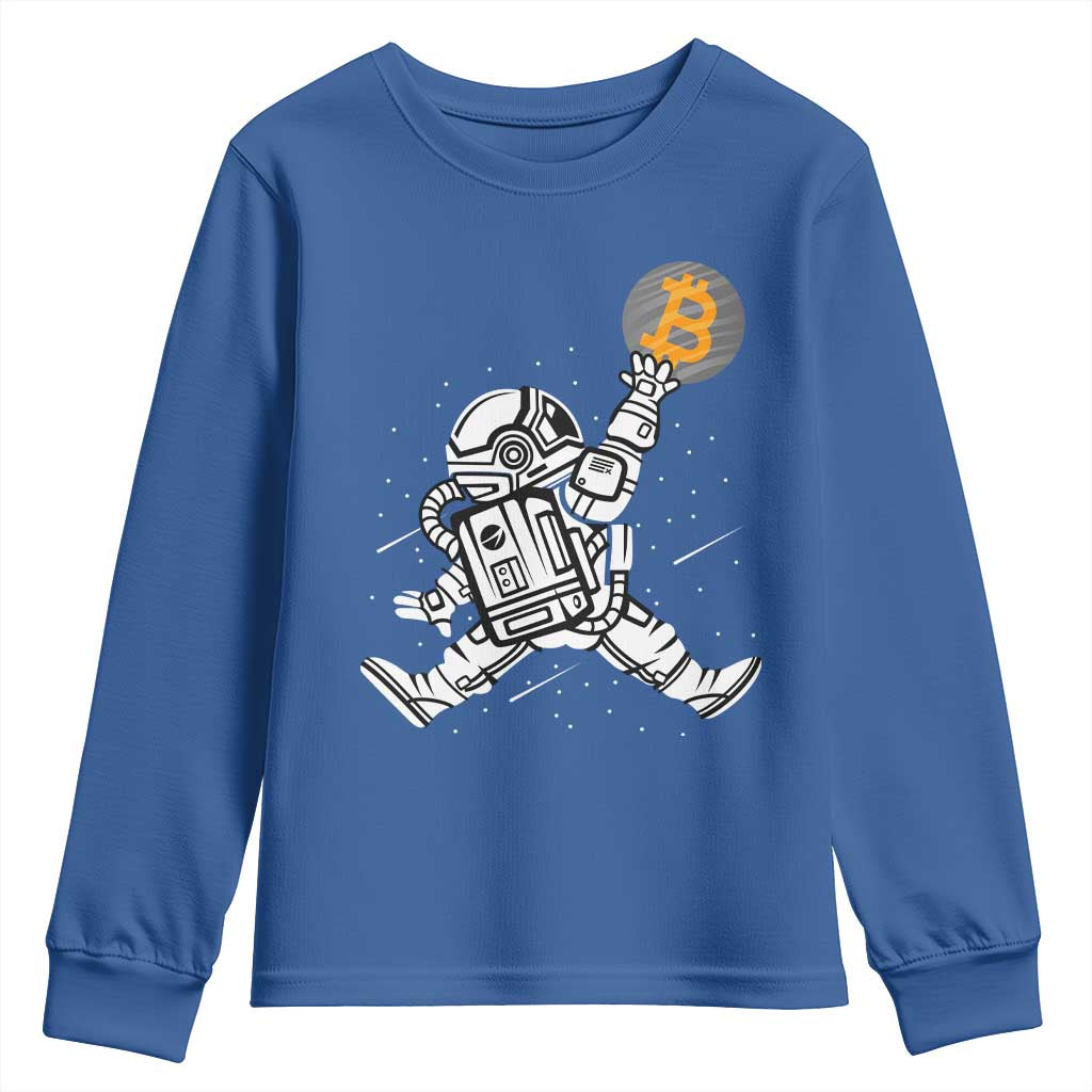 Funny Crypto Investing Youth Sweatshirt Bitcoin HODL BTC Astronaut Trader