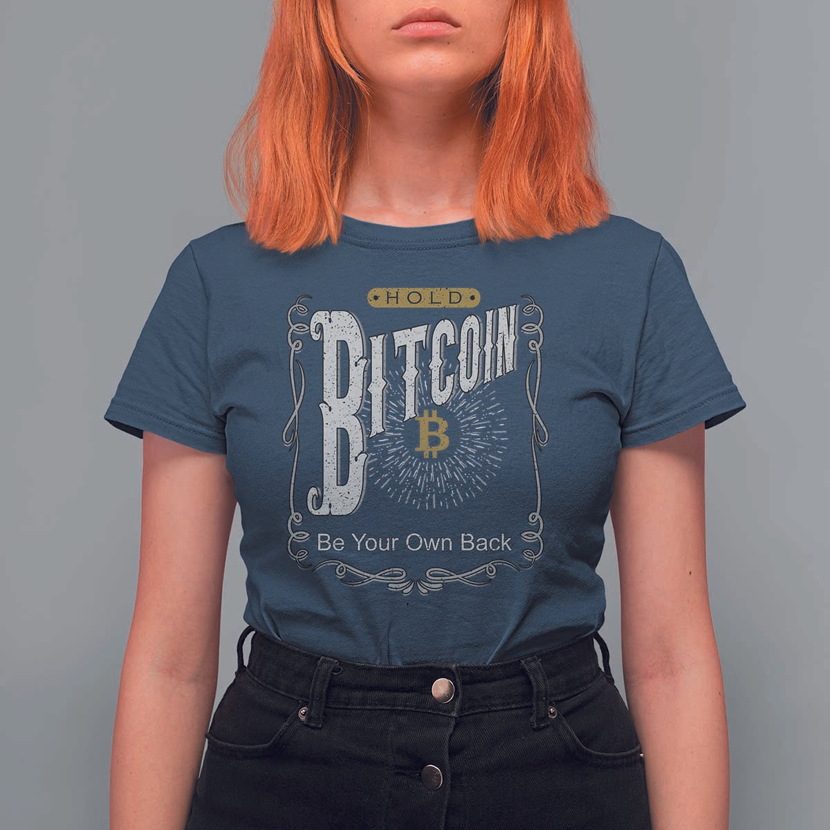 Funny Crypto Investing T Shirt For Women Vintage Bitcoin HODL Be Your Own Bank Cryptocurrency
