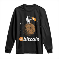 Funny Crypto Investing Long Sleeve Shirt Bitcoin BTC Crypto to the Moon Graphic Featuring Astronaut