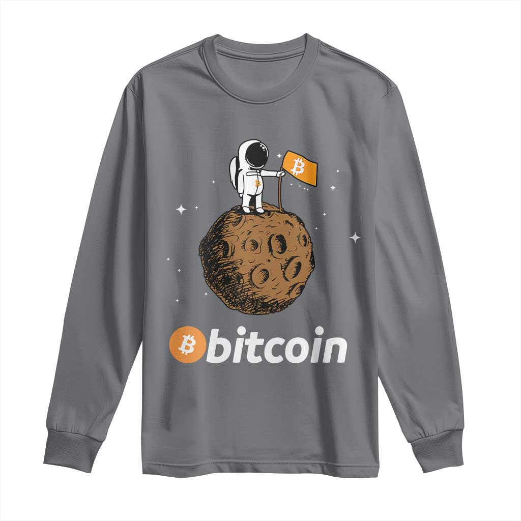 Funny Crypto Investing Long Sleeve Shirt Bitcoin BTC Crypto to the Moon Graphic Featuring Astronaut