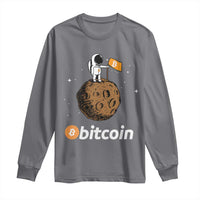 Funny Crypto Investing Long Sleeve Shirt Bitcoin BTC Crypto to the Moon Graphic Featuring Astronaut