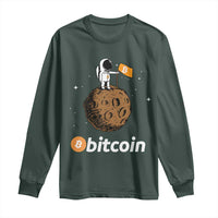 Funny Crypto Investing Long Sleeve Shirt Bitcoin BTC Crypto to the Moon Graphic Featuring Astronaut