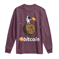 Funny Crypto Investing Long Sleeve Shirt Bitcoin BTC Crypto to the Moon Graphic Featuring Astronaut