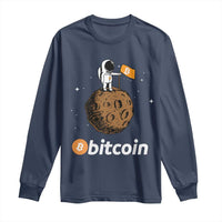Funny Crypto Investing Long Sleeve Shirt Bitcoin BTC Crypto to the Moon Graphic Featuring Astronaut