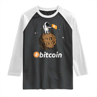 Funny Crypto Investing Raglan Shirt Bitcoin BTC Crypto to the Moon Graphic Featuring Astronaut