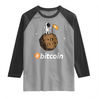 Funny Crypto Investing Raglan Shirt Bitcoin BTC Crypto to the Moon Graphic Featuring Astronaut