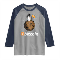 Funny Crypto Investing Raglan Shirt Bitcoin BTC Crypto to the Moon Graphic Featuring Astronaut