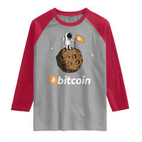 Funny Crypto Investing Raglan Shirt Bitcoin BTC Crypto to the Moon Graphic Featuring Astronaut