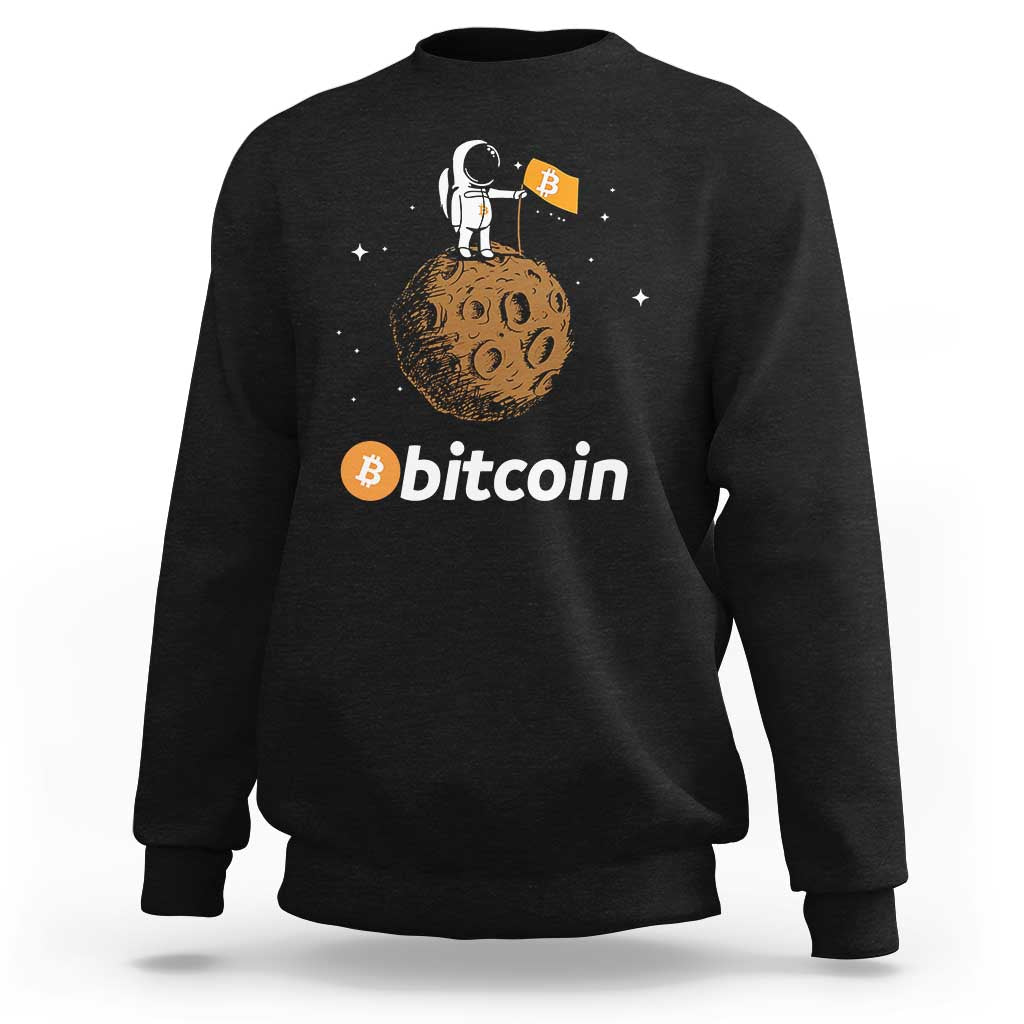 Funny Crypto Investing Sweatshirt Bitcoin BTC Crypto to the Moon Graphic Featuring Astronaut