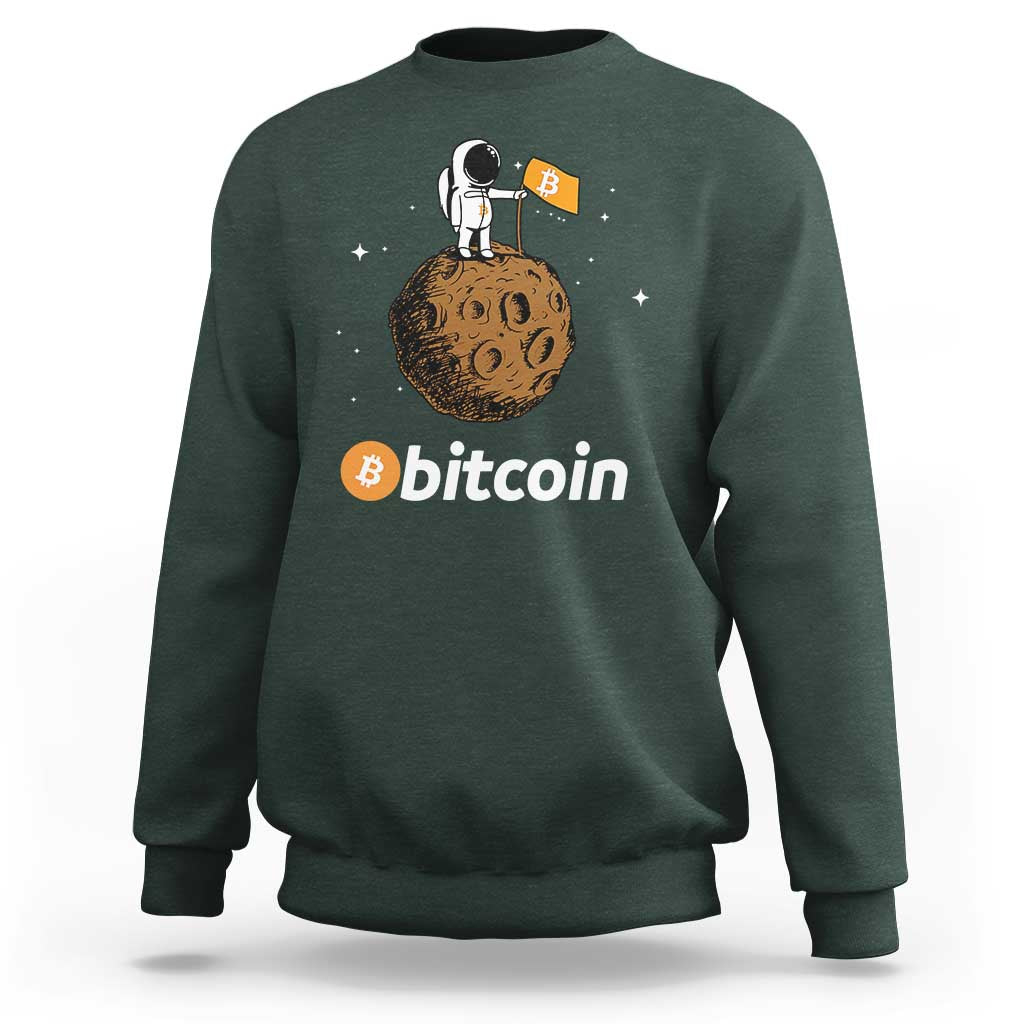 Funny Crypto Investing Sweatshirt Bitcoin BTC Crypto to the Moon Graphic Featuring Astronaut