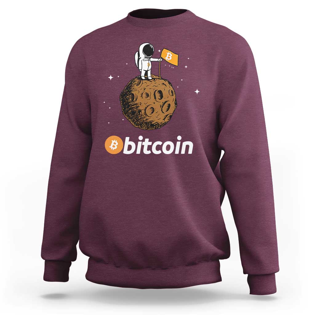 Funny Crypto Investing Sweatshirt Bitcoin BTC Crypto to the Moon Graphic Featuring Astronaut