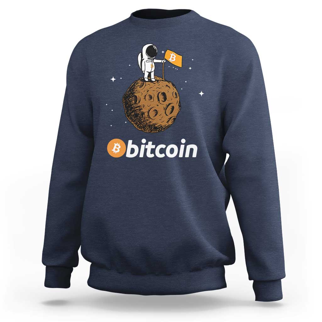 Funny Crypto Investing Sweatshirt Bitcoin BTC Crypto to the Moon Graphic Featuring Astronaut