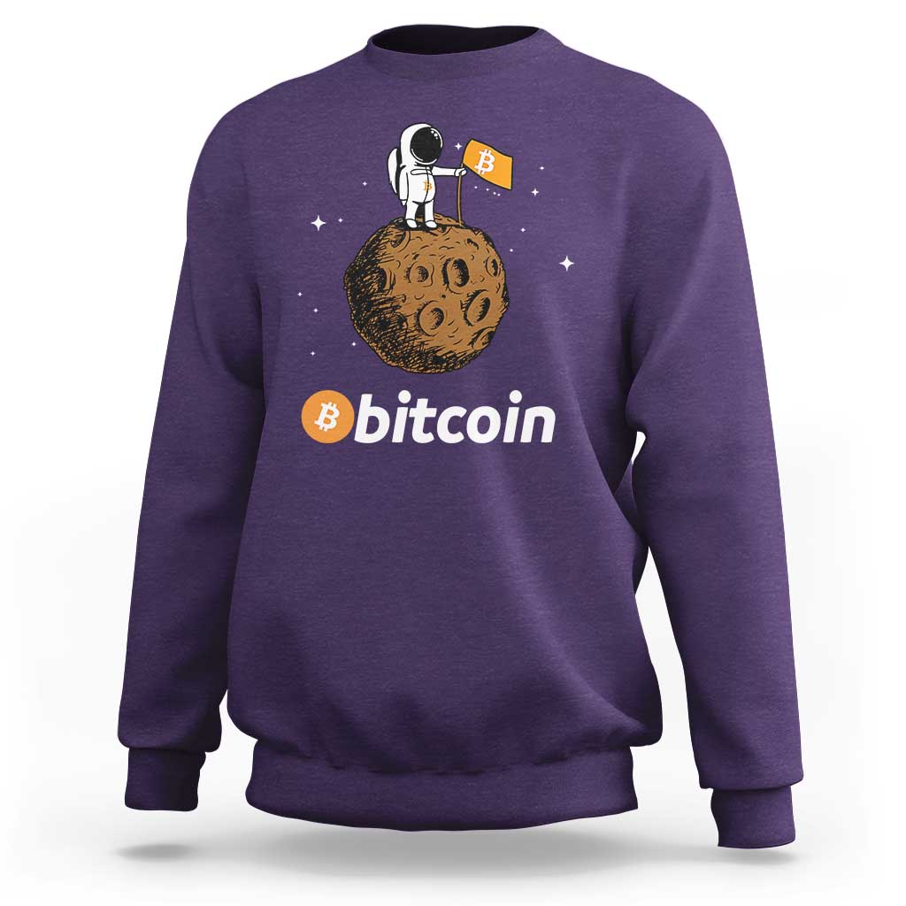 Funny Crypto Investing Sweatshirt Bitcoin BTC Crypto to the Moon Graphic Featuring Astronaut