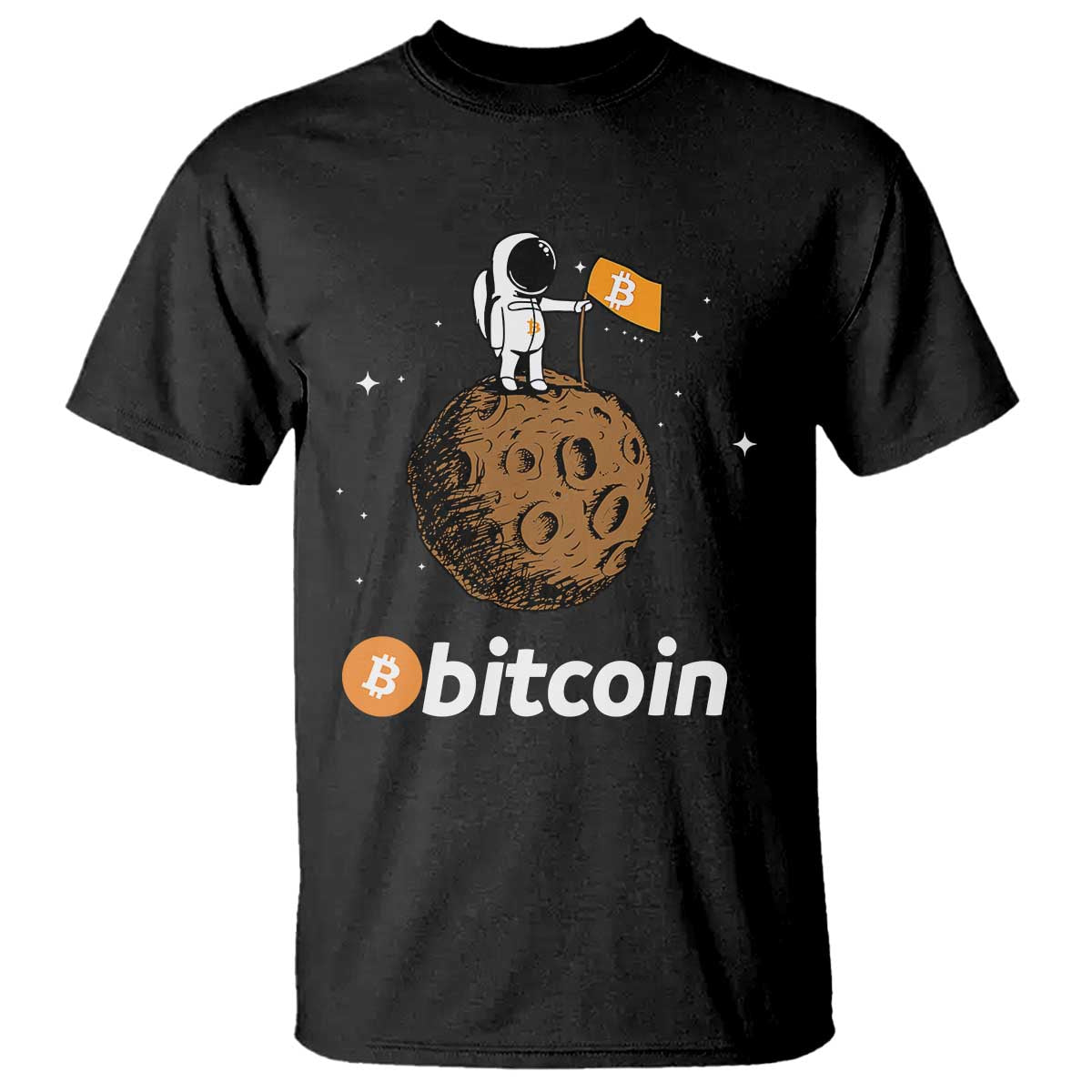 Funny Crypto Investing T Shirt Bitcoin BTC Crypto to the Moon Graphic Featuring Astronaut
