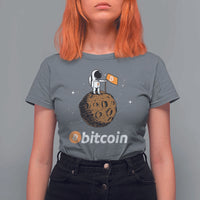 Funny Crypto Investing T Shirt For Women Bitcoin BTC Crypto to the Moon Graphic Featuring Astronaut