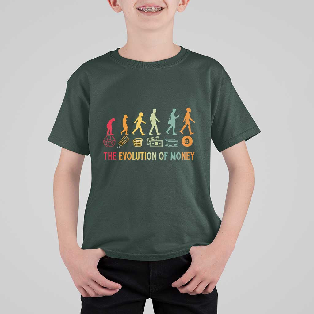 Funny Crypto Investing T Shirt For Kid The Evolution Of Money Bitcoin BTC Cryptocurrency
