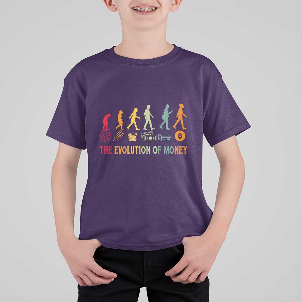 Funny Crypto Investing T Shirt For Kid The Evolution Of Money Bitcoin BTC Cryptocurrency
