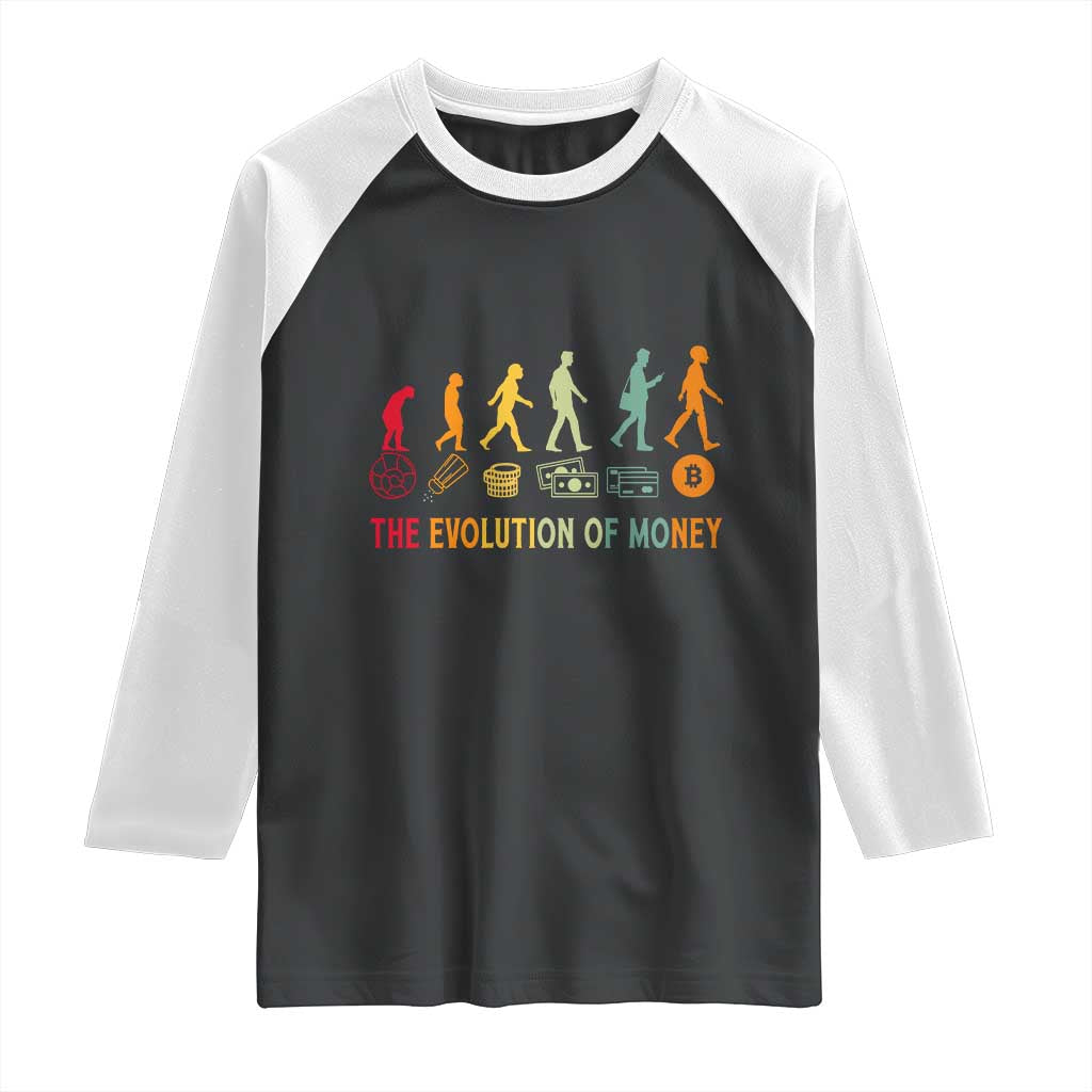 Funny Crypto Investing Raglan Shirt The Evolution Of Money Bitcoin BTC Cryptocurrency