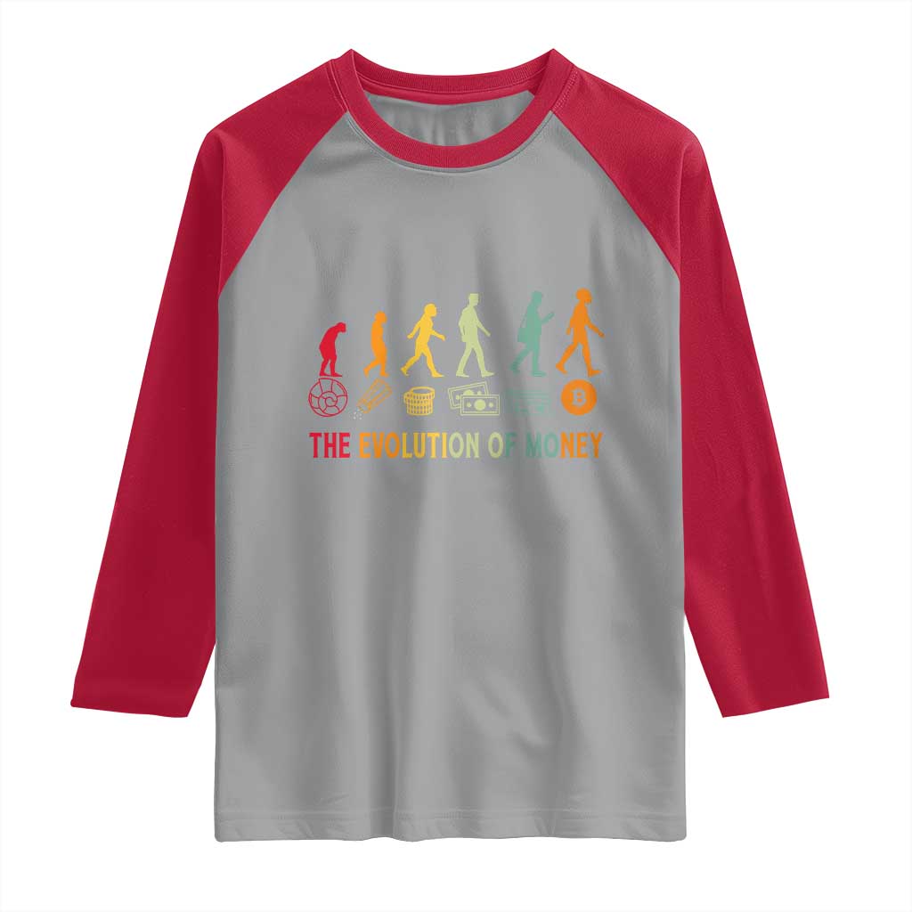 Funny Crypto Investing Raglan Shirt The Evolution Of Money Bitcoin BTC Cryptocurrency