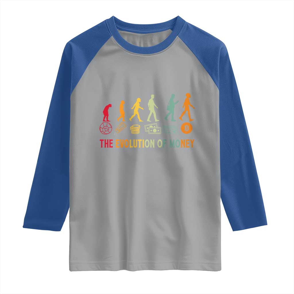Funny Crypto Investing Raglan Shirt The Evolution Of Money Bitcoin BTC Cryptocurrency
