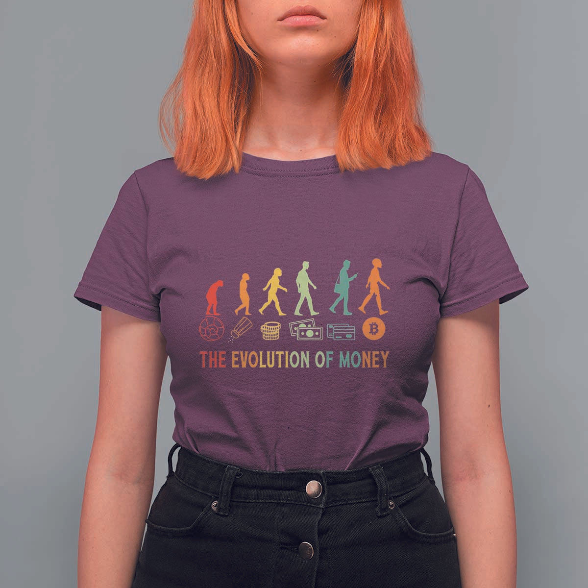 Funny Crypto Investing T Shirt For Women The Evolution Of Money Bitcoin BTC Cryptocurrency