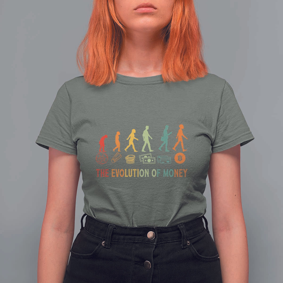 Funny Crypto Investing T Shirt For Women The Evolution Of Money Bitcoin BTC Cryptocurrency