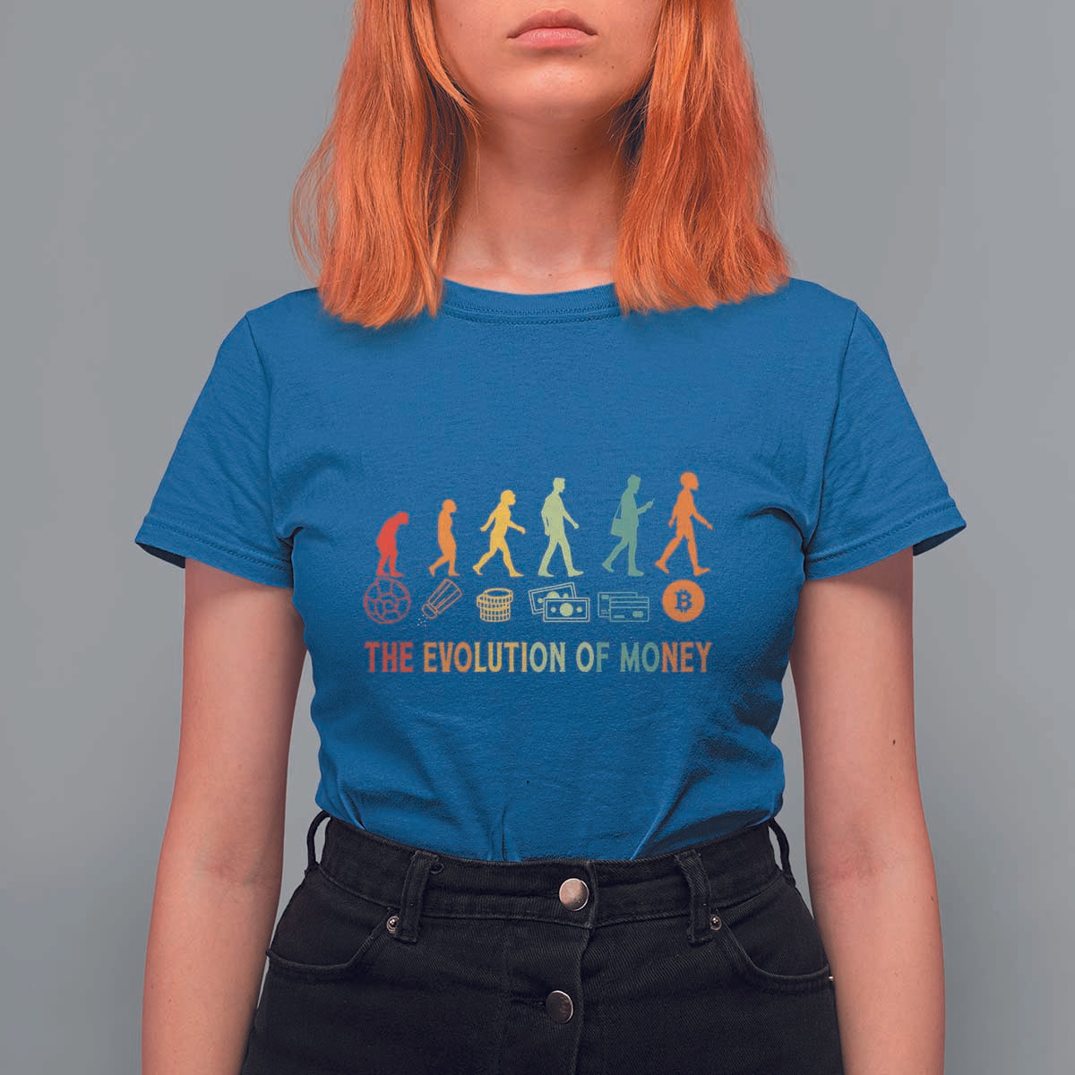 Funny Crypto Investing T Shirt For Women The Evolution Of Money Bitcoin BTC Cryptocurrency