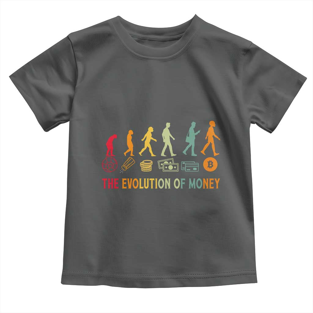Funny Crypto Investing Toddler T Shirt The Evolution Of Money Bitcoin BTC Cryptocurrency