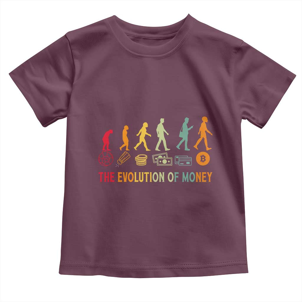Funny Crypto Investing Toddler T Shirt The Evolution Of Money Bitcoin BTC Cryptocurrency