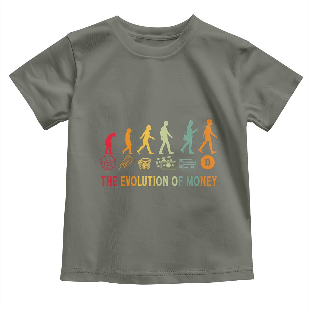 Funny Crypto Investing Toddler T Shirt The Evolution Of Money Bitcoin BTC Cryptocurrency