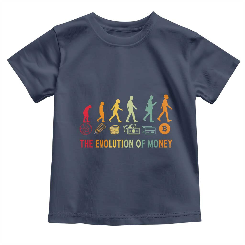 Funny Crypto Investing Toddler T Shirt The Evolution Of Money Bitcoin BTC Cryptocurrency