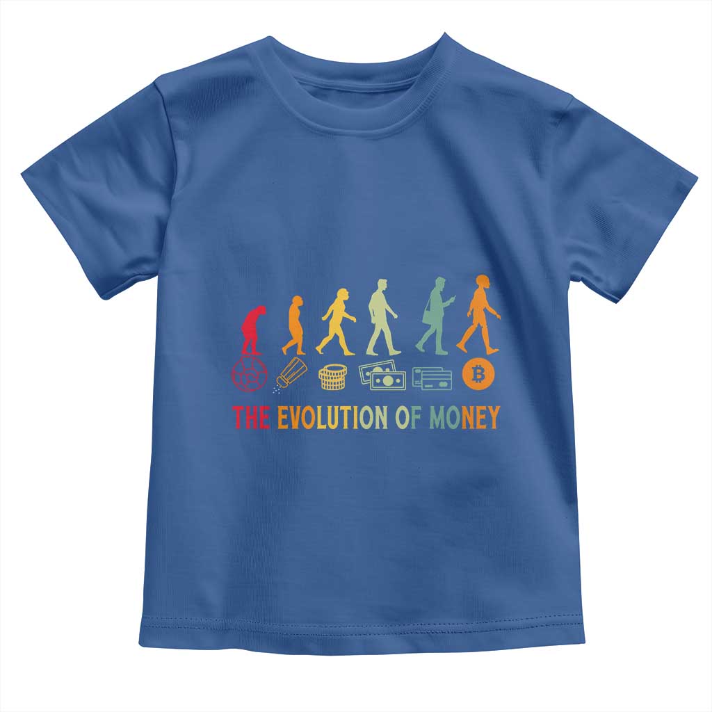 Funny Crypto Investing Toddler T Shirt The Evolution Of Money Bitcoin BTC Cryptocurrency