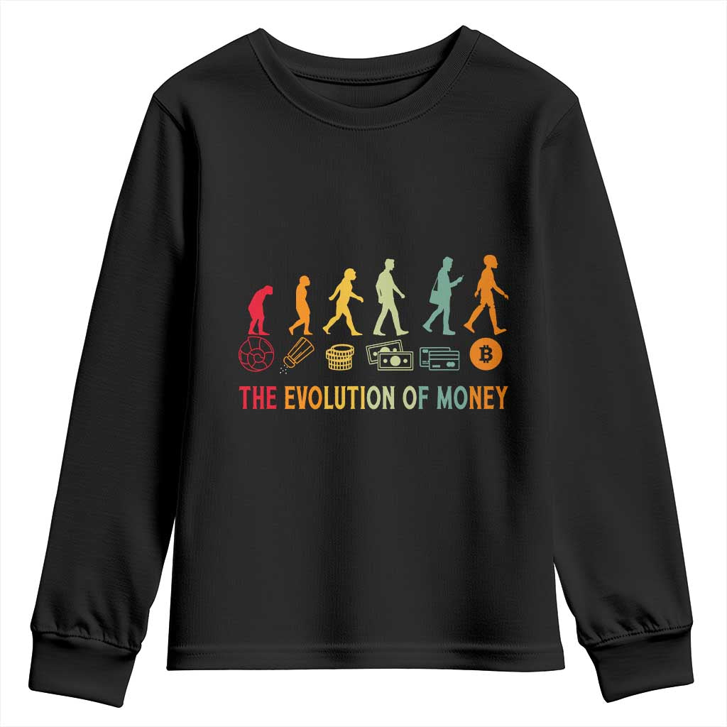 Funny Crypto Investing Youth Sweatshirt The Evolution Of Money Bitcoin BTC Cryptocurrency