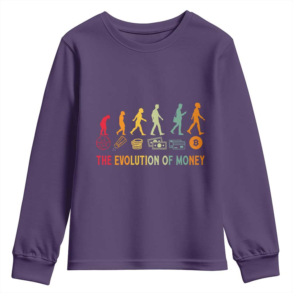Funny Crypto Investing Youth Sweatshirt The Evolution Of Money Bitcoin BTC Cryptocurrency