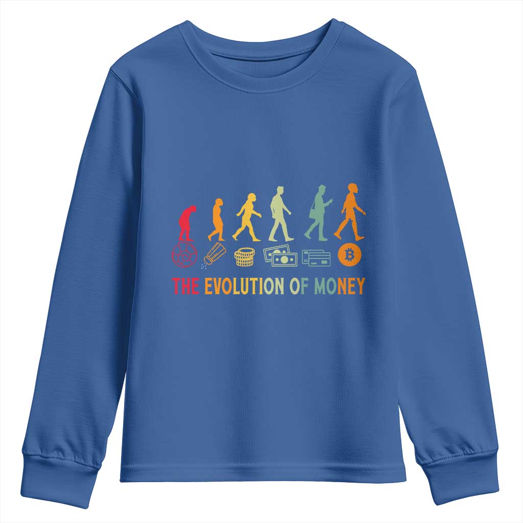 Funny Crypto Investing Youth Sweatshirt The Evolution Of Money Bitcoin BTC Cryptocurrency
