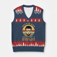 Funny Crypto Dad V-Neck Knit Sweater Vest Just Like A Normal Dad But Way Cooler Cryptocurrency Retro - Wonder Print Shop