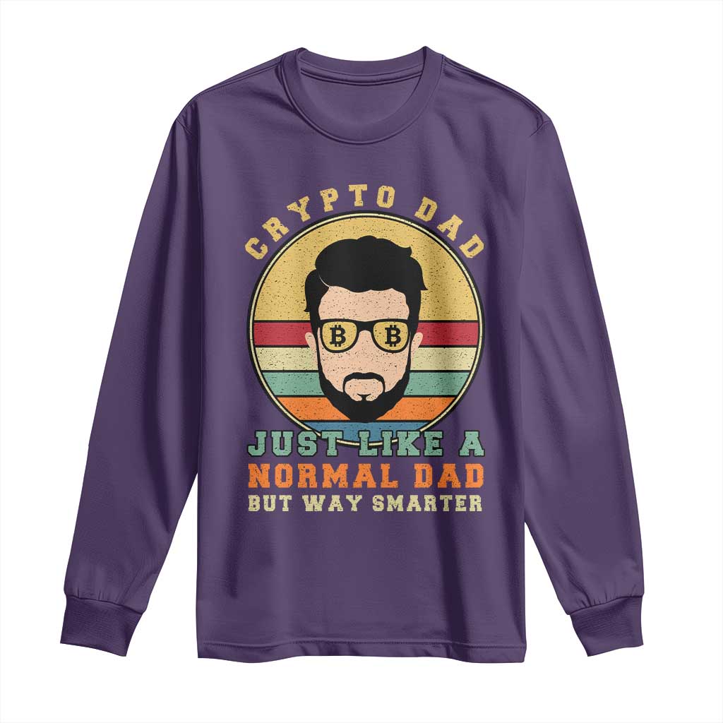 Funny Crypto Dad Long Sleeve Shirt Just Like A Normal Dad But Way Cooler Cryptocurrency Retro