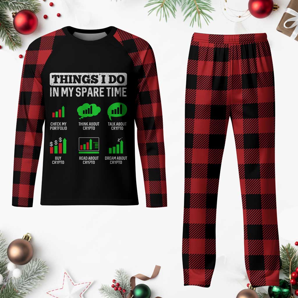 Funny Crypto Investing Plaid Pajama Set Things I Do In My Spare Time Trading - Wonder Print Shop