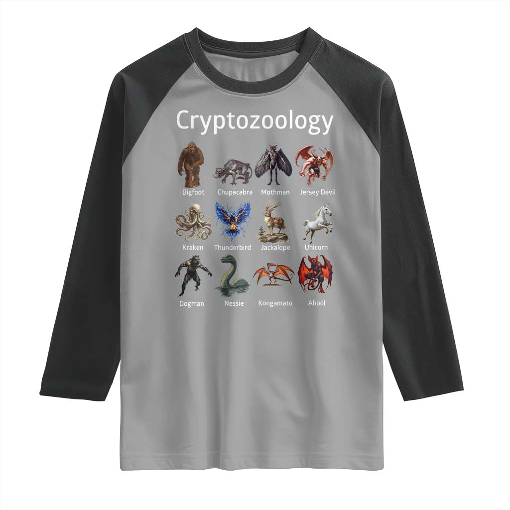 Cryptid Creatures Raglan Shirt Cryptozoology Fantasy Mythical Monsters