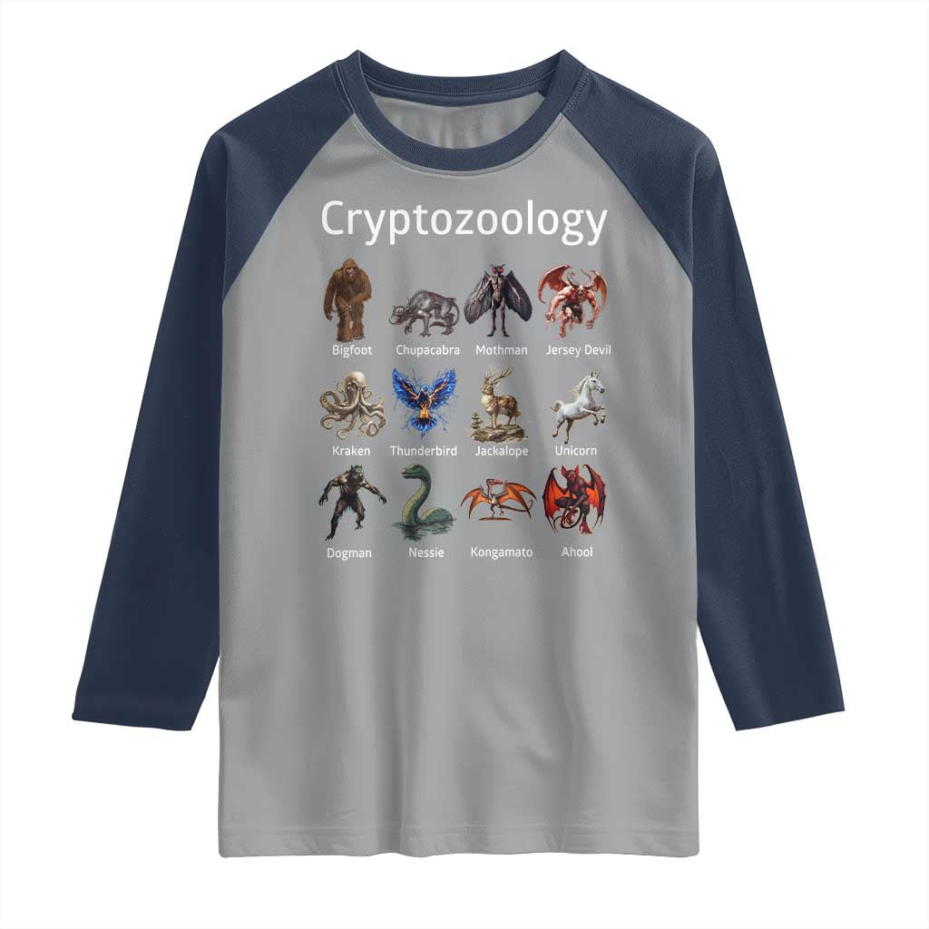 Cryptid Creatures Raglan Shirt Cryptozoology Fantasy Mythical Monsters